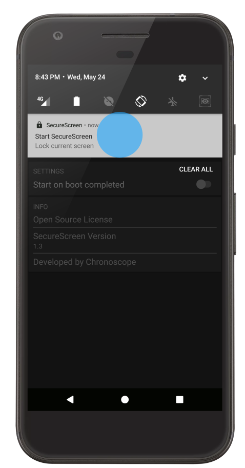 2. Tap [Start SecureScreen] on notification panel.